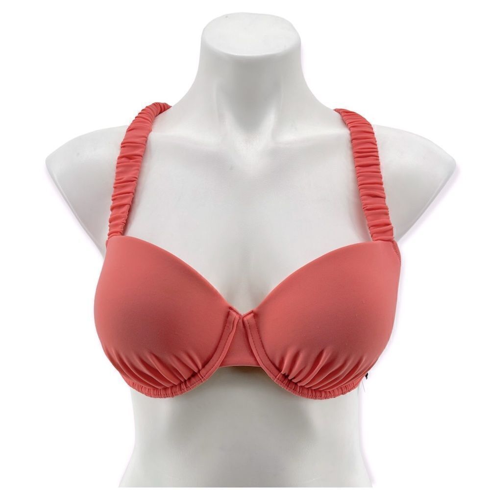 Shade & Shore Women’s Coral Shirred Underwire Padded Bikini Swim Top 36B